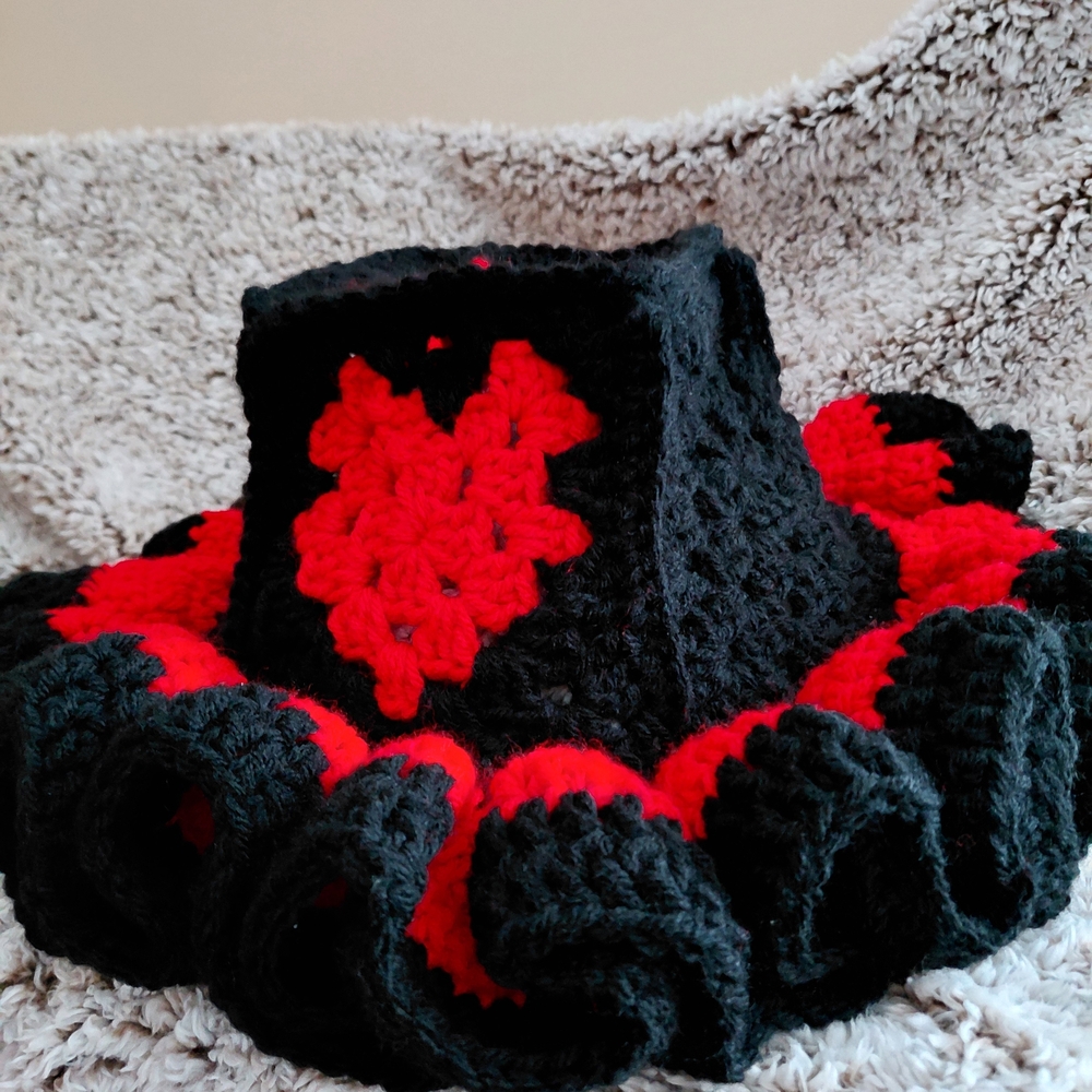 Handmade Black and Red Crochet Hat